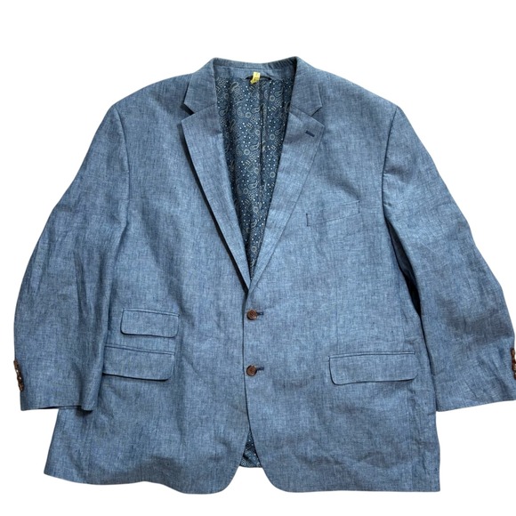 Ralph Ralph Lauren Mens Linen Blazer Blue Paisley Lined Sport Coat Jacket 52R - Picture 3 of 10